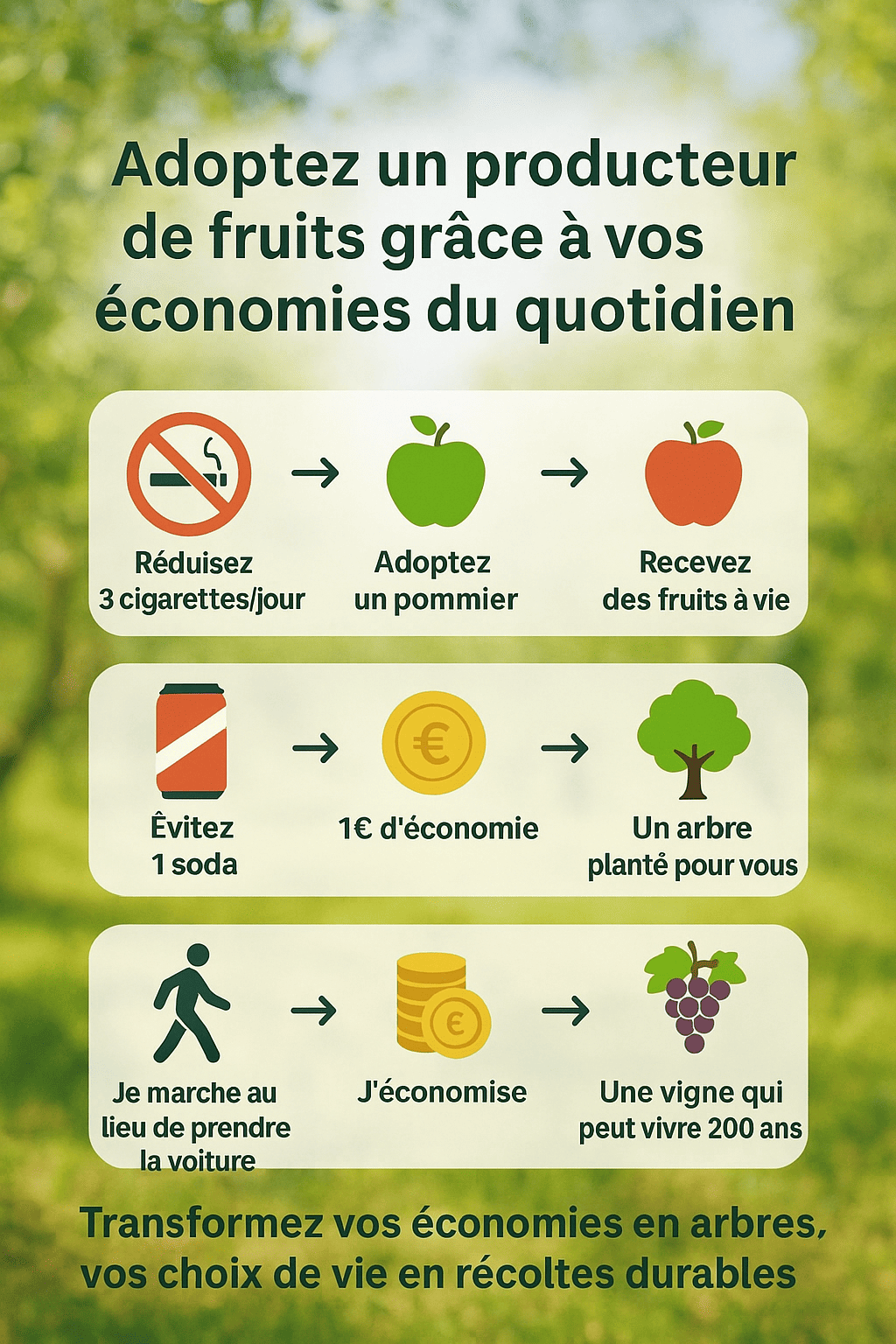 Transformer ses économies du quotidien en arbres et récoltes durables